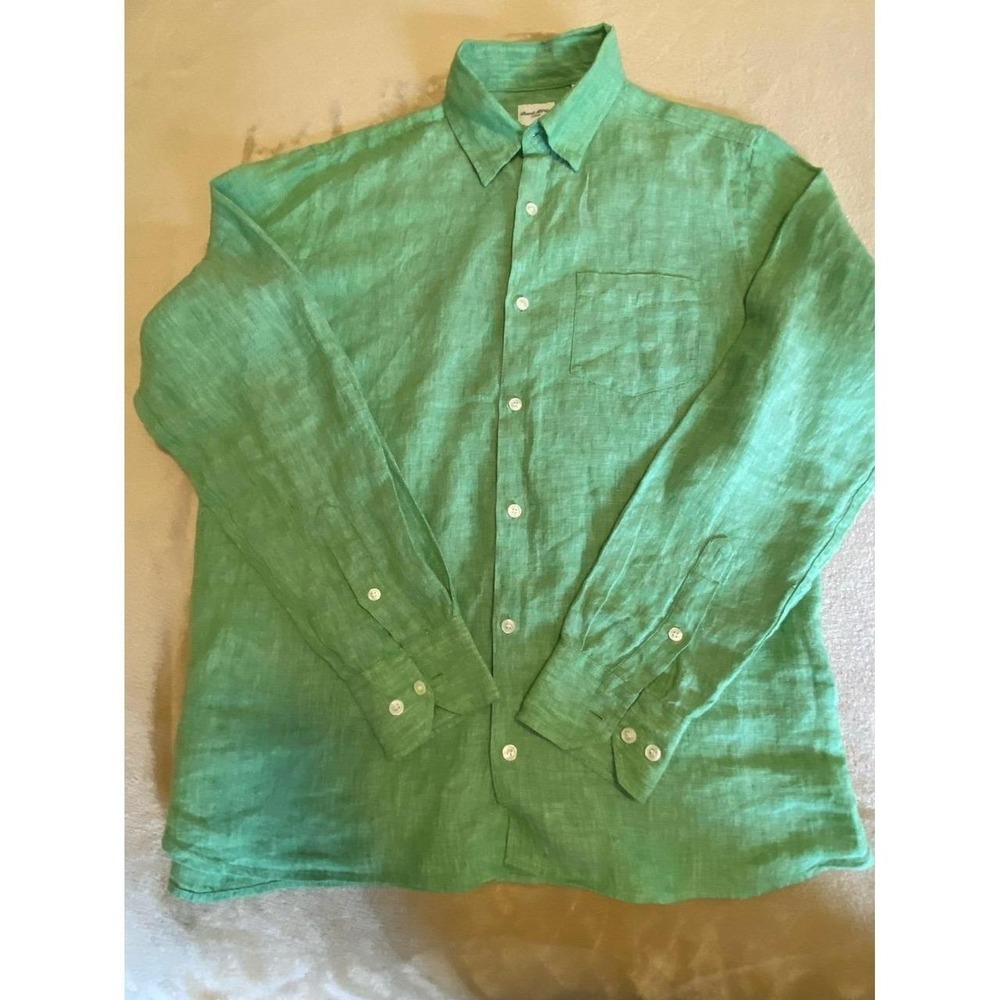 Baird McNutt Shirt Linen Murano Men Medium Button Up Long Sleeve s4